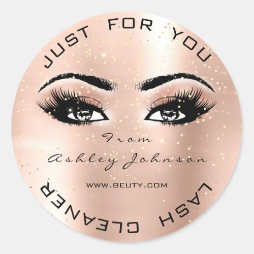 Beauty Salon Glitter Eyes Gold Lash Cleaner Classic Round Sticker