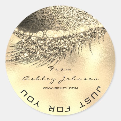 Beauty Salon Glitter Gold Lash Cleaner Metal Lux Classic Round Sticker
