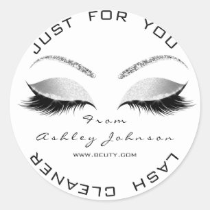 Beauty Salon Glitter Gray Black Whi Lashes Cleaner Classic Round Sticker