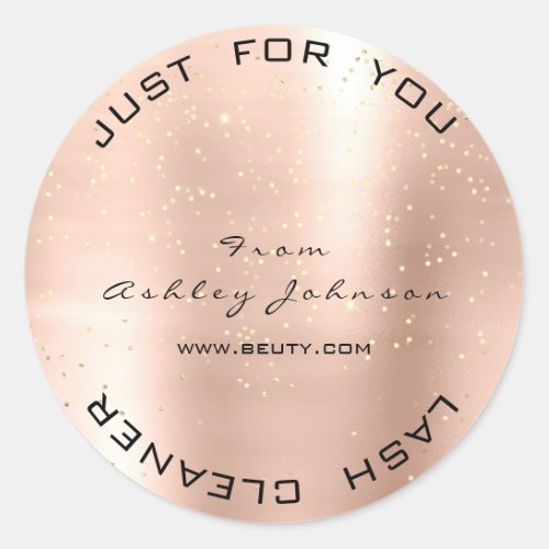 Beauty Salon Glitter Peach Gold Lash Cleaner Classic Round Sticker