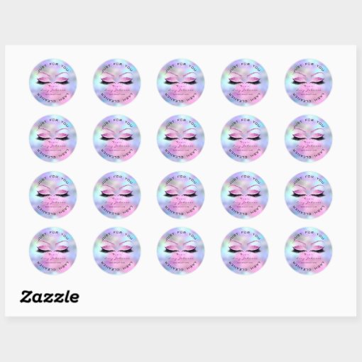 Beauty Salon Glitter Pink Ombre Lashes Cleaner Classic Round Sticker Zazzle 8275