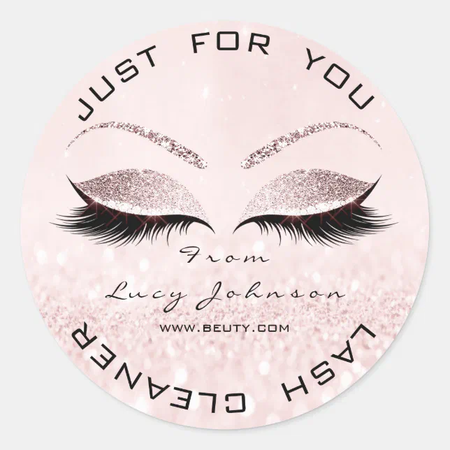 Beauty Salon Glitter Pink Pastel Lashes Cleaner Classic Round Sticker Zazzle 4158