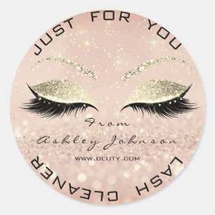 Beauty Salon Glitter Skinny Gold Lash Cleaner Classic Round Sticker