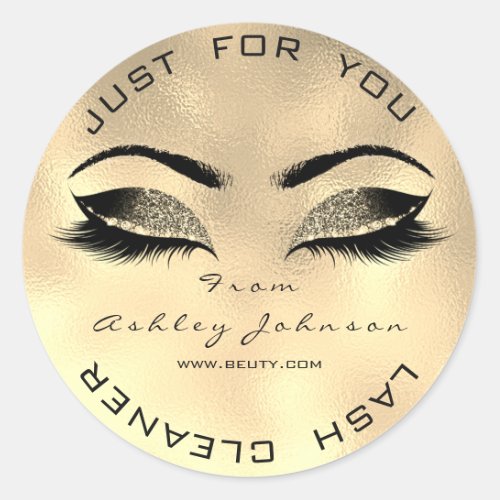 Beauty Salon Glitter SPA Makeup Gold Lash Cleaner Classic Round Sticker