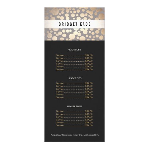 Beauty Salon Gold and Taupe Spotted Pattern Menu