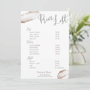 Beauty Salon Gold Blush Pink Price List Invitation