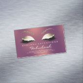 Beauty Salon Gold Glitter Adress Lashes Copper Magnetic Business Card (In Situ)
