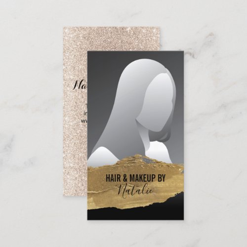 Beauty Salon Gold Lipstick Stain Add Your Photo Business Card