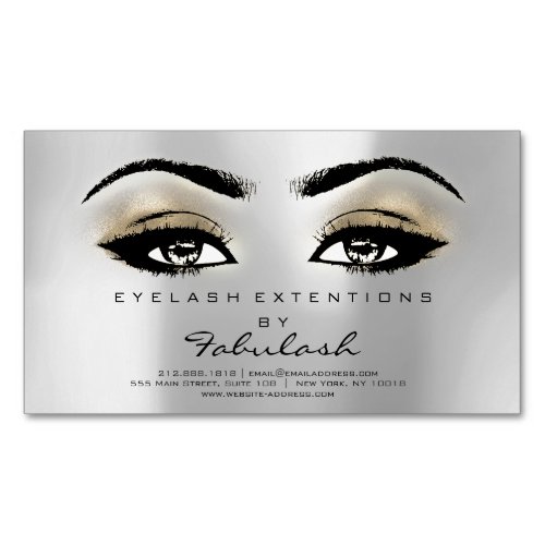 Beauty Salon Gold Silver Adress Makeup Lashes Magnetic Business Card