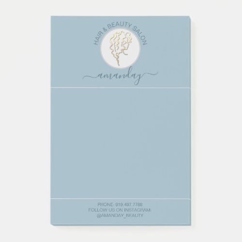 Beauty Salon Golden Logo Hairdresser Blue Elegance Post_it Notes