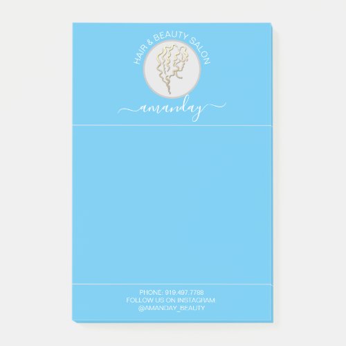 Beauty Salon Golden Logo Hairdresser Blue  Post_it Notes