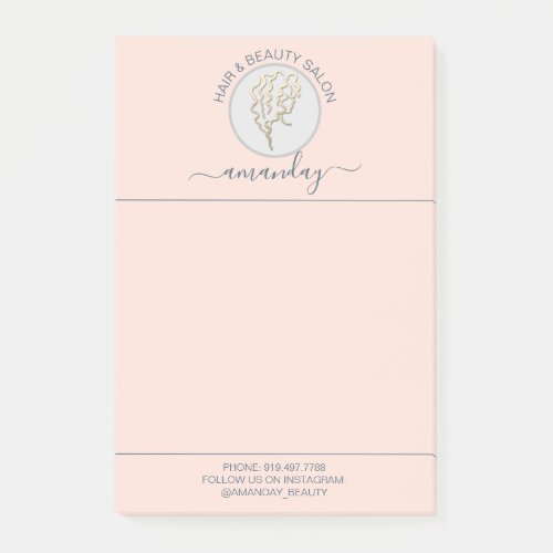 Beauty Salon Golden Logo Hairdresser Pink Elegance Post_it Notes