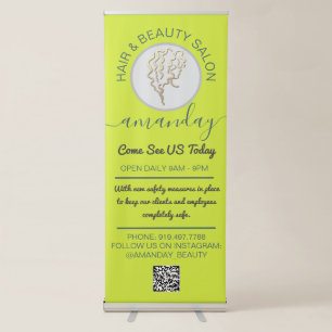 Beauty Salon Golden Logo Hairdresser QR Code Retra Retractable Banner