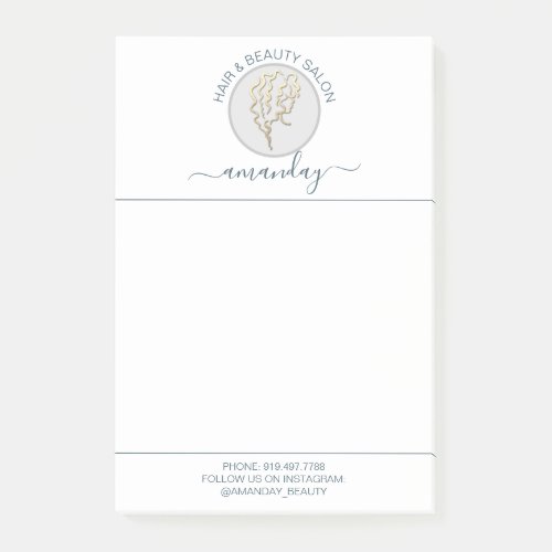 Beauty Salon Golden Logo Hairdresser White Elegant Post_it Notes