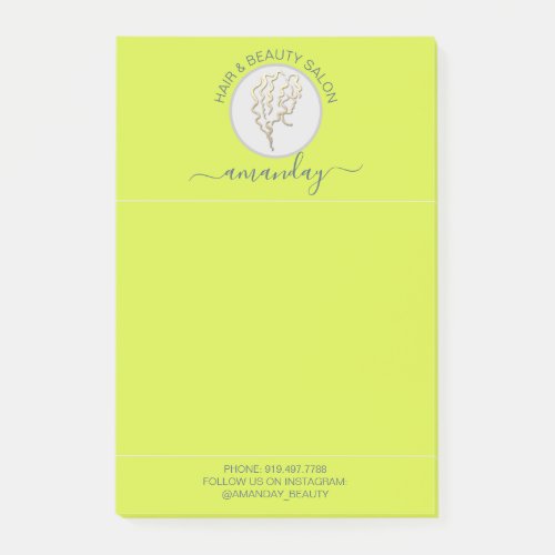 Beauty Salon Golden Logo Hairdresser Yellow Post_it Notes