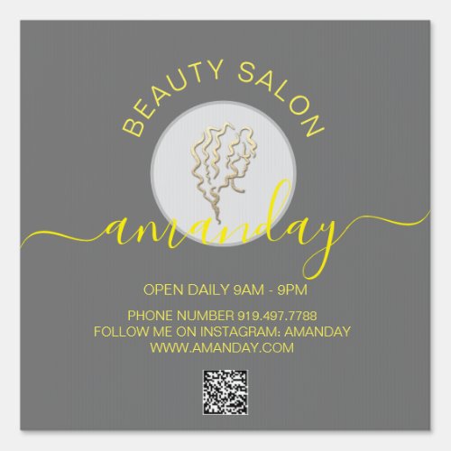 Beauty Salon Gray Gold Logo Hairdresser Sign