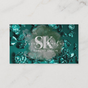 Beauty Salon Green Diamonds  Business Card