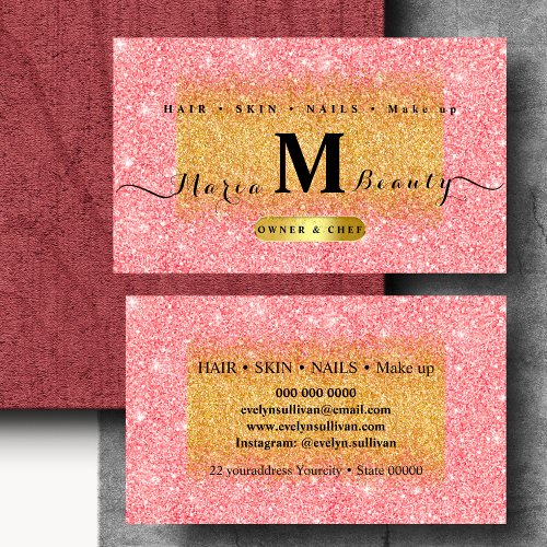 Beauty salon Hair Make Up Artist Rose gold  Business Card