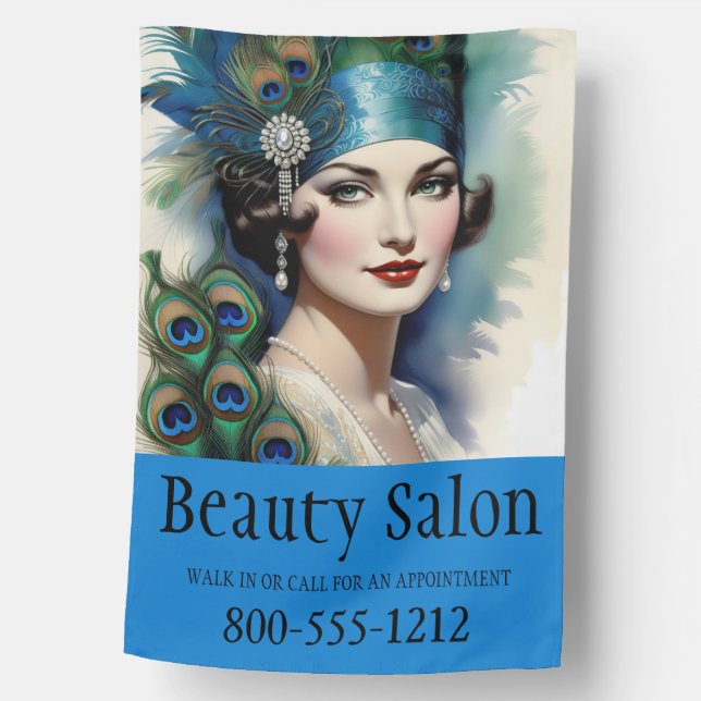 Beauty Salon Hair Nails Nail Salon Business Flag (Front)