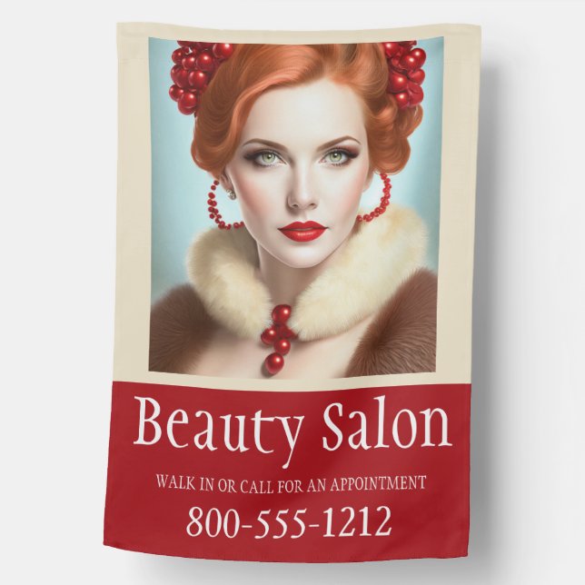 Beauty Salon Hair Nails Nail Salon Business Flag (Front)