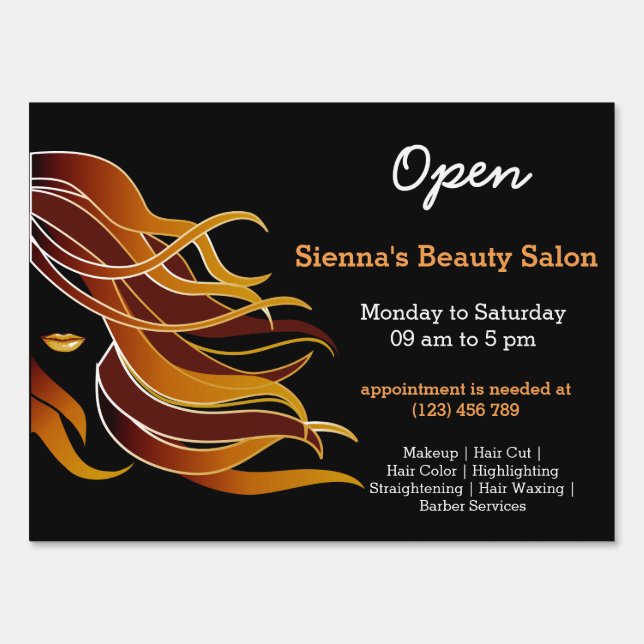 Beauty Salon Hairdresser (brown) Sign (Front)