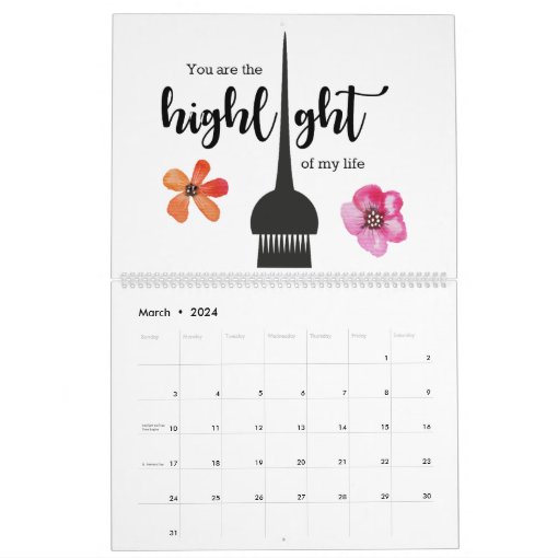 Beauty Salon Hairdresser Hairstylist Calendar | Zazzle