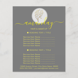 Beauty Salon Hairdresser Logo Gold Gray Yellow Flyer