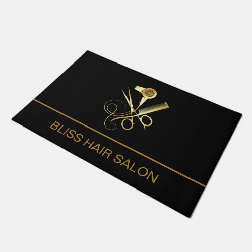 Beauty Salon Hairstylist Black Doormat