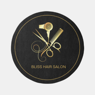 Beauty Salon Hairstylist Black Doormat Outdoor Rug