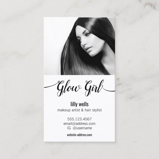 Beauty Salon Image Photo Calligraphy Typography Business Card (Front)