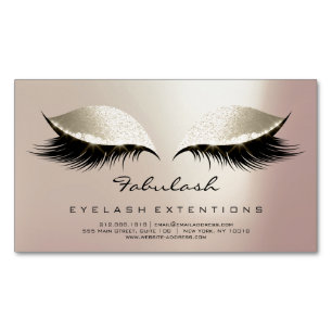 Beauty Salon Ivory Rose Gold Adress Makeup Lashes Business Card Magnet