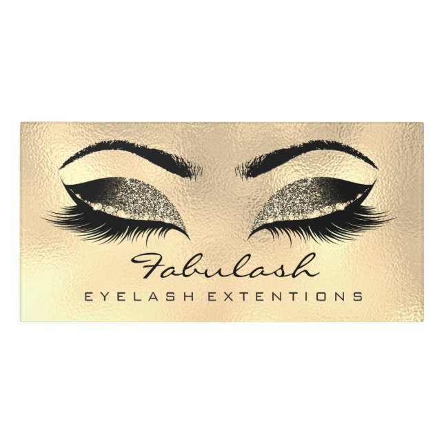 Beauty Salon Lash Makeup Artist Wellness Gold Glam Door Sign (Classic Front)