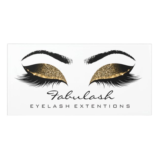 Beauty Salon Lash Makeup Artist Wellness Gold Whit Door Sign (Classic Front)
