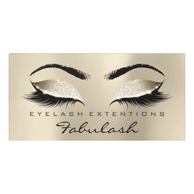 Beauty Salon Lash Makeup Microblading Champaigne Door Sign (Classic Front)