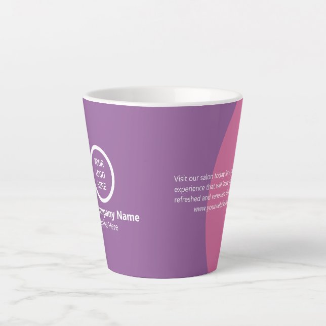 Beauty Salon Logo Elegant Purple Pink Custom Latte Mug (Front)