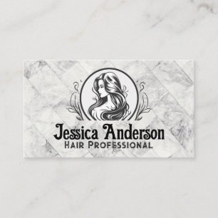Beauty Salon Logo Marble Tiles Business Card
