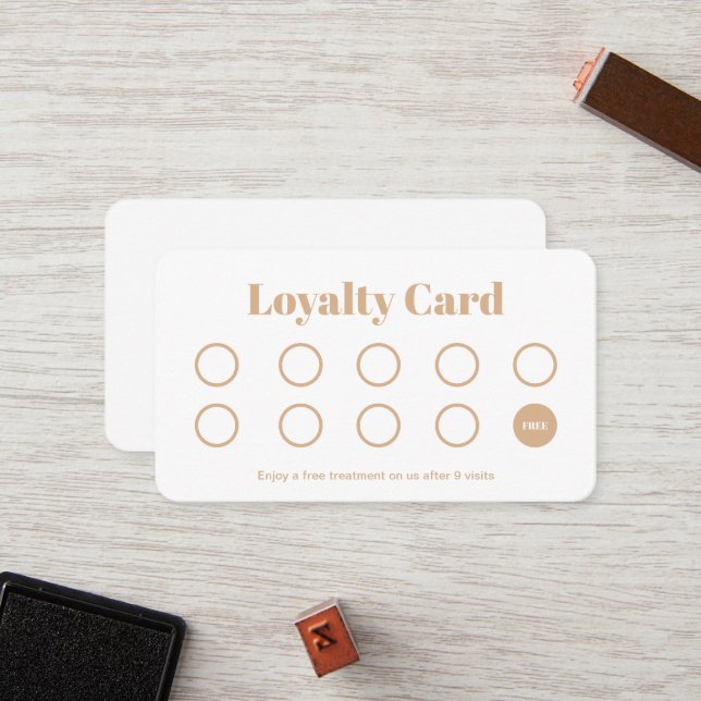 Beauty Salon Loyalty Card Simple gold white (Front/Back In Situ)