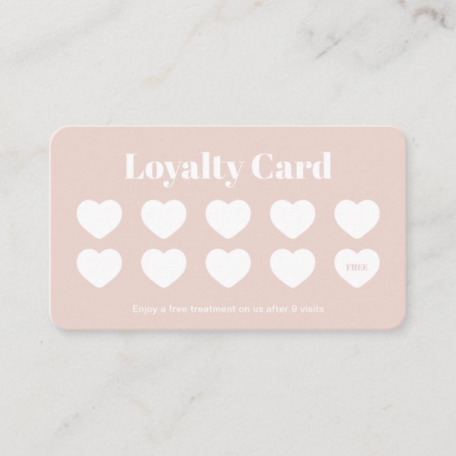 Beauty Salon Loyalty Card Simple Modern Blush Pink (Front)