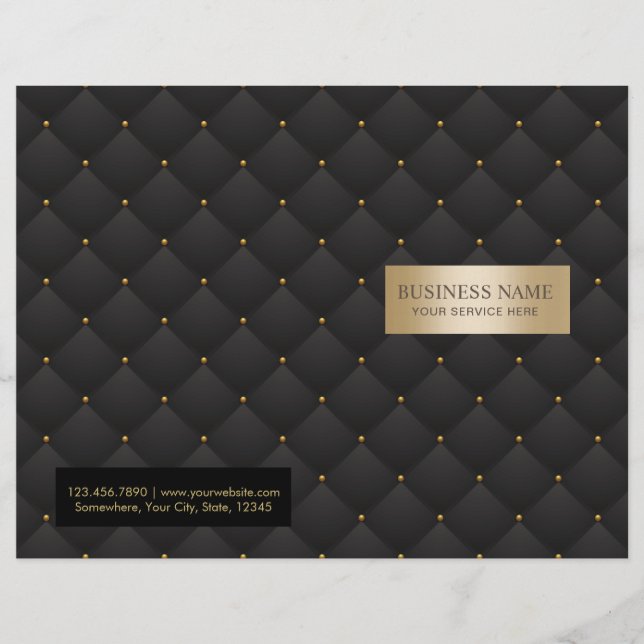 Beauty Salon Luxury Black & Gold Quilted Bi-Fold (Front)