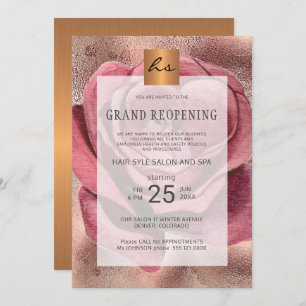 Beauty salon luxury elegant safety grand reopening invitation