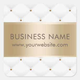 Beauty Salon Luxury Quilted Modern Gold & White Square Sticker