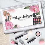 Beauty Salon Makeup Artist Business Card Case<br><div class="desc">Bursting with vibrant hues and whimsical blooms, this print is a visual feast perfect for makeup artists, beauty bloggers, influencers and anyone seeking a touch of colorful floral elegance with a touch of glam. Featuring bright pink peonies, makeup palette and makeup brushes. You can customize all of the text. Watercolor...</div>