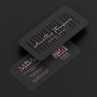 Beauty Salon Makeup Artist Elegant Black Pink Business Card