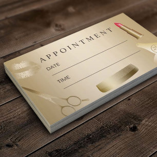 Beauty Salon Makeup Artist Hair Gold Appointment Card