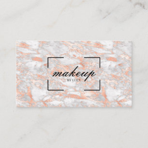 Beauty Salon Makeup Artist Rose Gold Marble Business Card