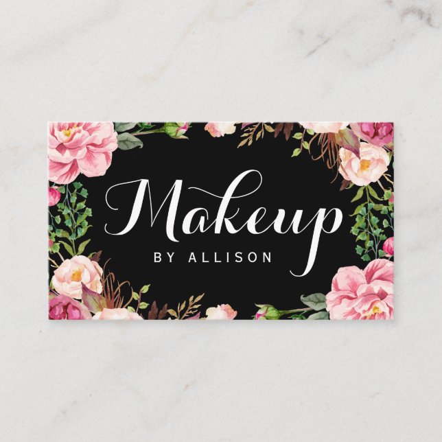 Beauty Salon Makeup Script Floral Appointment Card (Front)