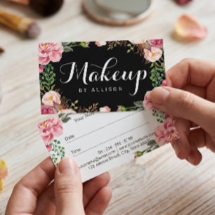 Beauty Salon Makeup Script Floral Appointment Card