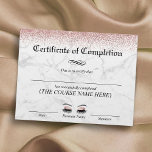 Beauty Salon Marble Certificate of Completion<br><div class="desc">Modern Rose Gold Glitter Marble Beauty Course Certificate of Completion Awards.</div>