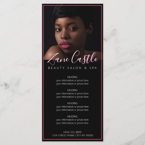 Beauty Salon Menu Price List