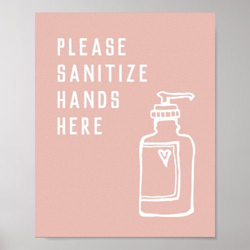 Beauty Salon Minimalist Pink Sanitize Hands Here Poster